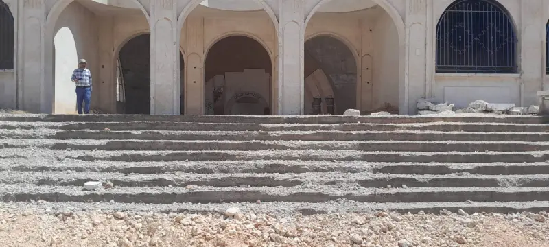 The stripped entrance staircase